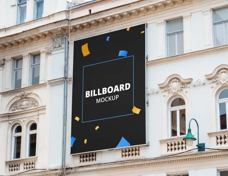 Realistic Outdoor Building Billboard Psd Mockup