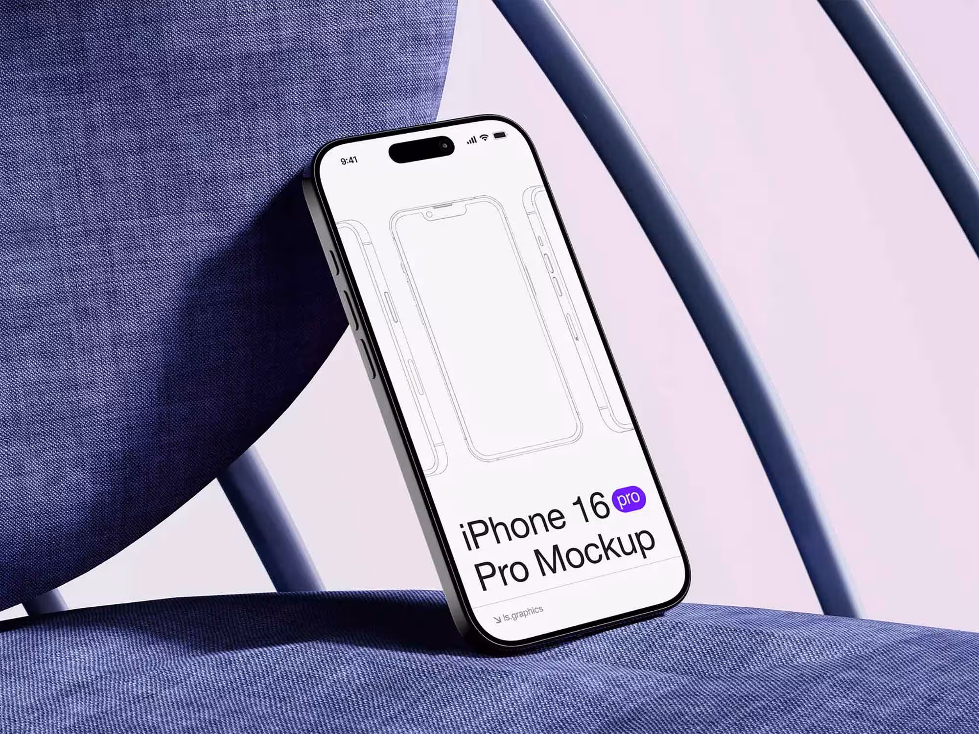 Iphone 16 Pro Mockup On Stylish Chair