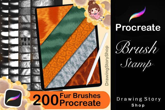 200 Procreate Fur Textures Brushes