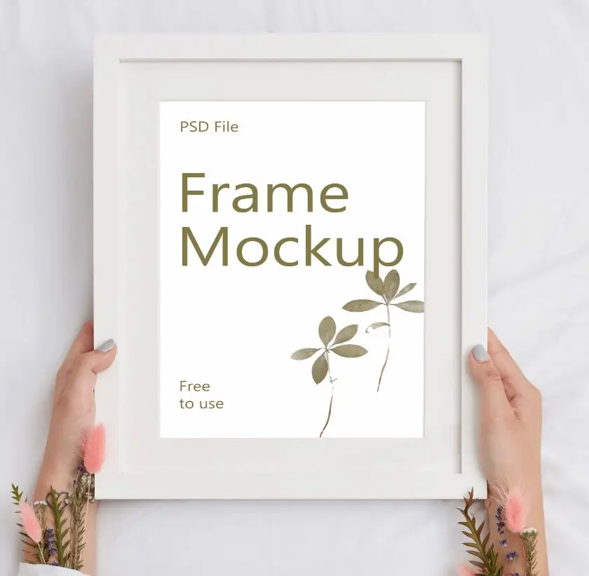 Elegant Photo Frame In Hands Psd Mockup