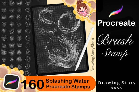 160 Splashes Water Procreate Stamps