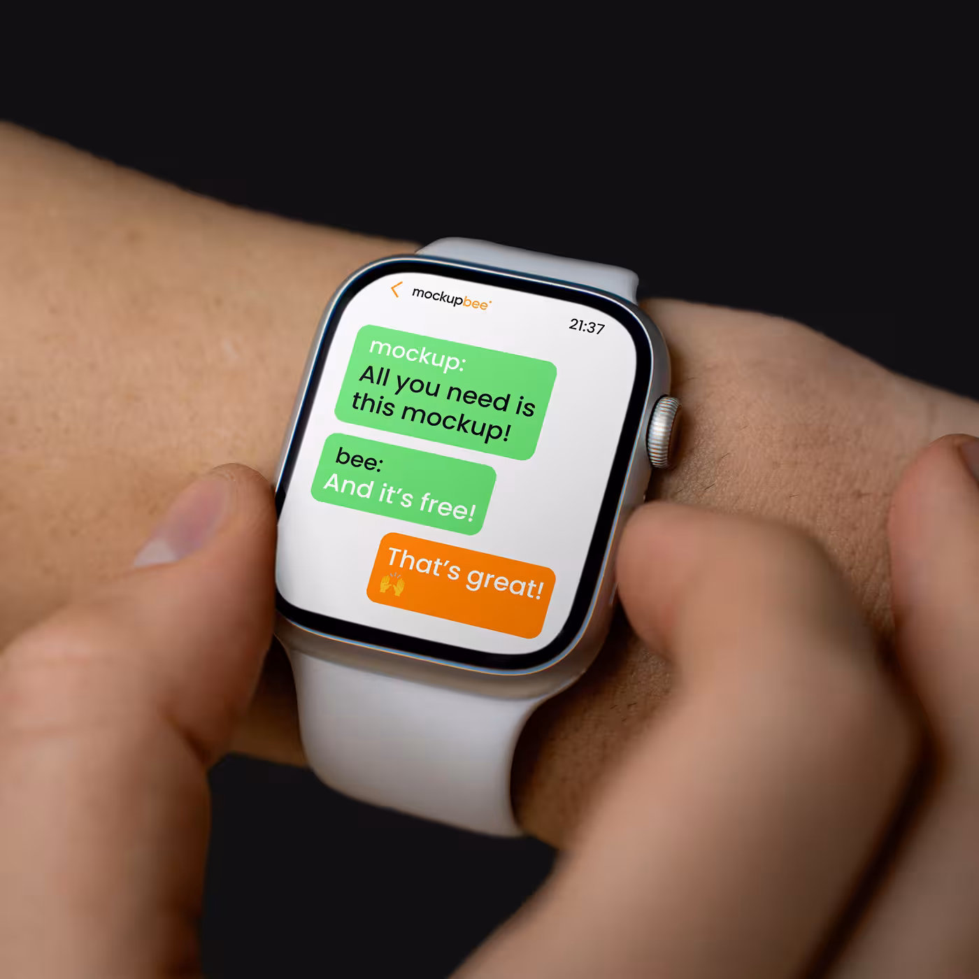 Free Apple Watch On White Belt Mockup